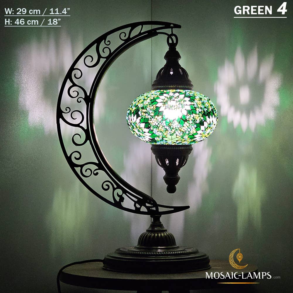 Mosaic Lamps - Wholesale Accent/Desk Lamp - 10+ Colors - Moroccan Moon Table Lamp, Arc, Murano Crescent23