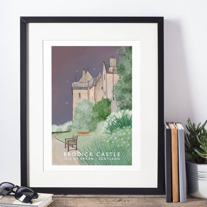 Brodick Castle, Isle of Arran, Scottish Watercolour Landscape, Wall Art, Quality Giclee Art Print signed by the Artist for wholesale by Galloway Arts