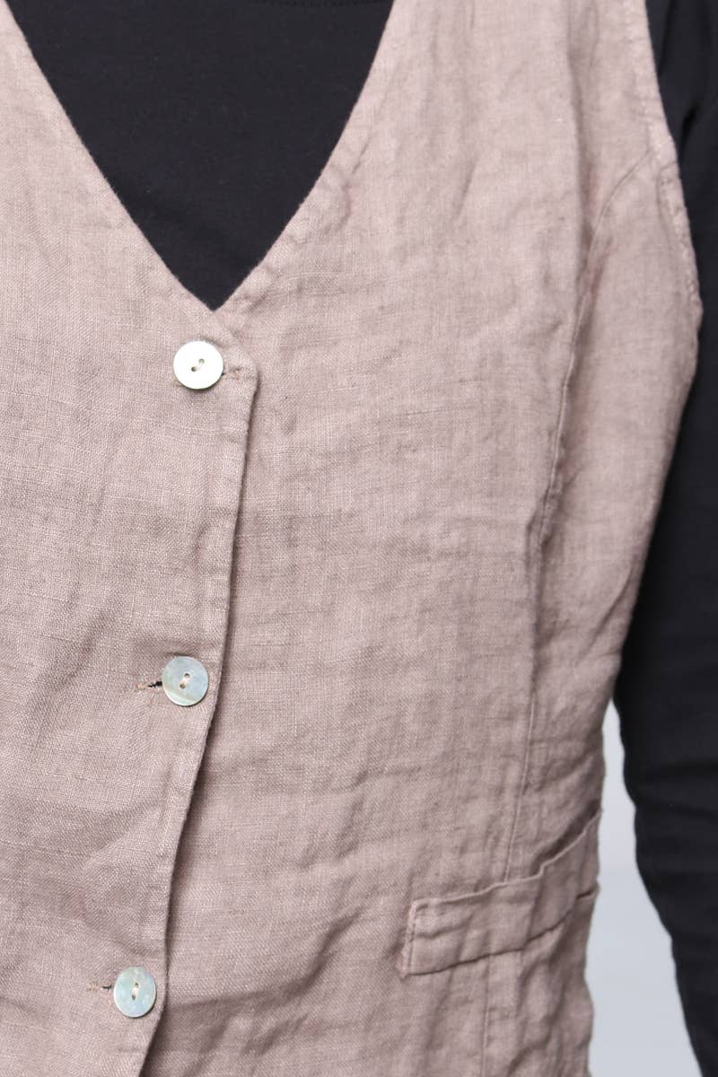 LÉA & LUC - Wholesale Button Down Shirt - Women's - Sleeveless shirt in 100% Linen REF. 514633