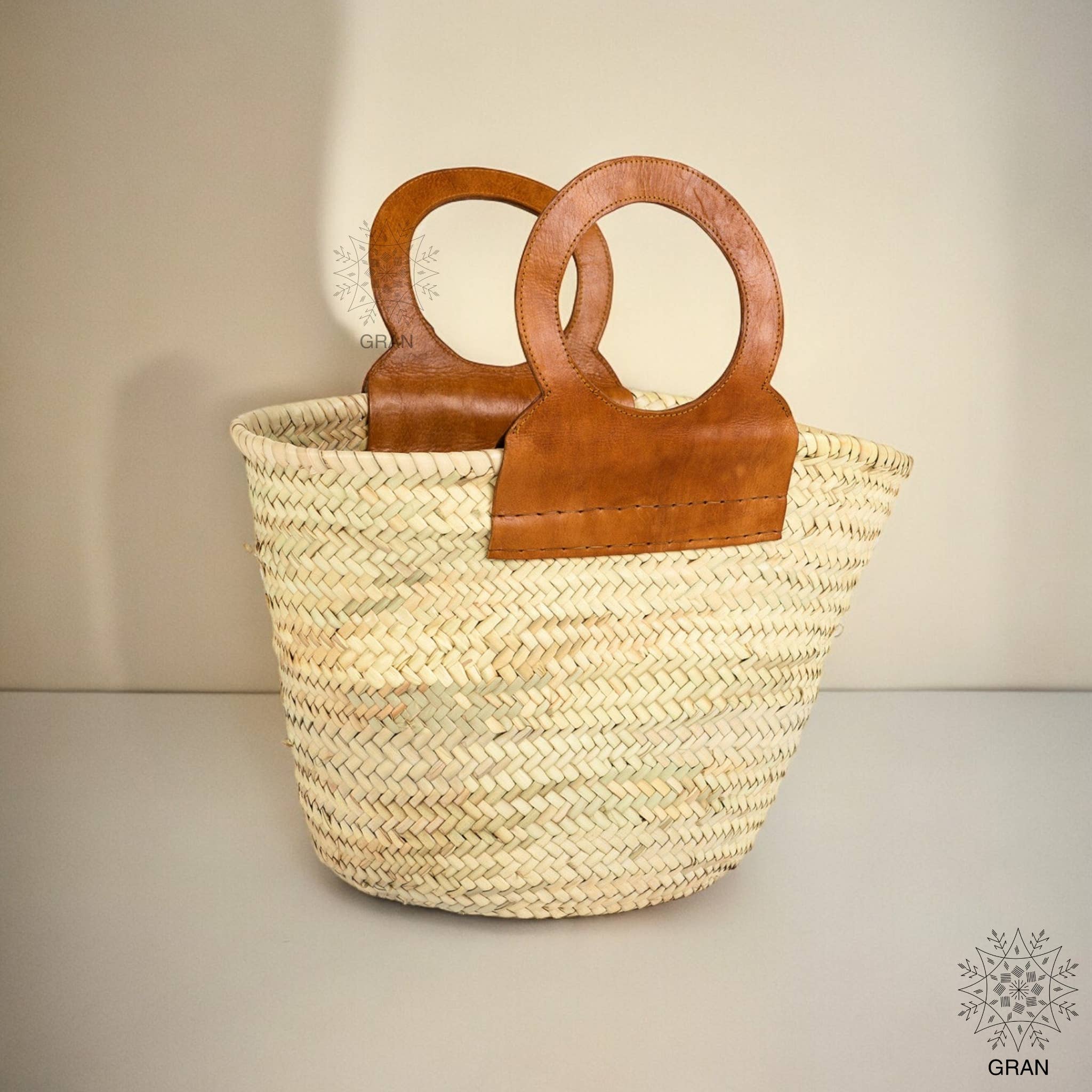 Gran Wholesale – wholesale Beach bag – Straw Tote Bag With Leather Handle, Basket Shopping Bag.0