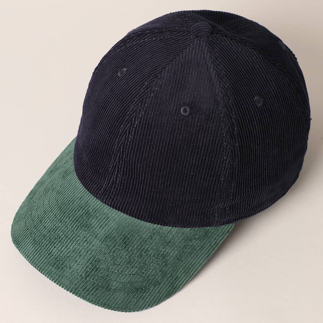 Fashion City - Wholesale Baseball Cap - Unisex - Corduroy Two-Tone Adjustable Baseball Cap36
