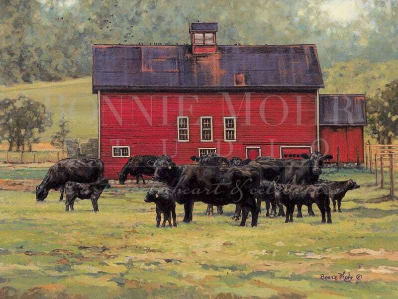 Bonnie Mohr Studio - Wholesale Art Print - Red Barn Gathering1