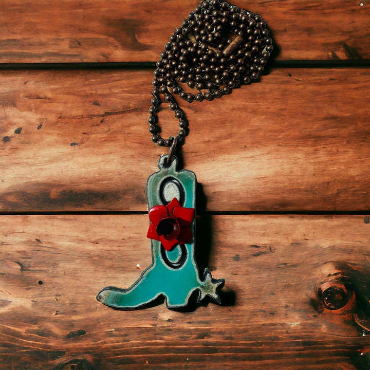 Boot Necklace jewelry Western Farm impulse 3D Flower Ranch for wholesale by Whimsies
