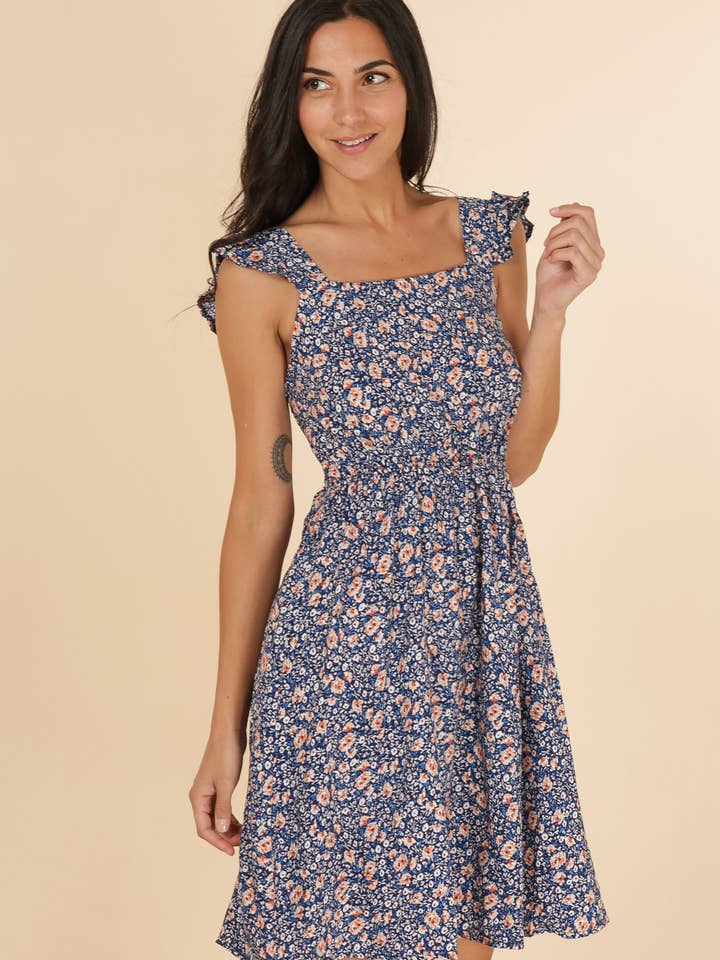 ROT BLAU WEISS SCHWARZ Trägerloses Midikleid mit Rüschen FL268,1 für den Großhandel auf Faire