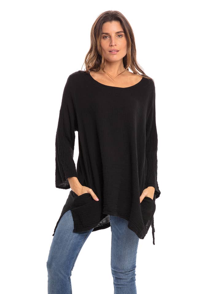 Nusantara Inc. - Wholesale Blouse - Women's - Thai Cotton Long Sleeve Tunic-03477 (S/M, L/X, XXL)2