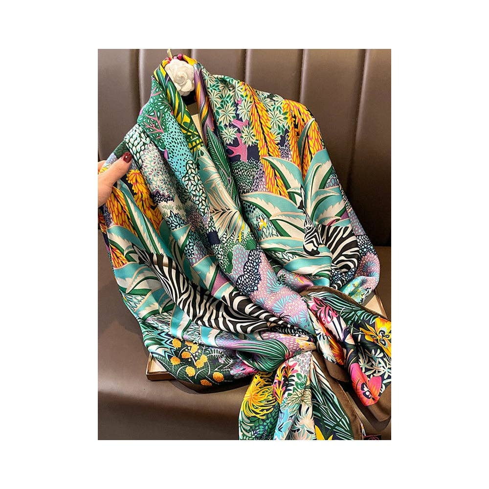 VERDE Chal y bufanda de imitación de seda con estampado floral: elegante y acogedor de venta al por mayor en Faire1