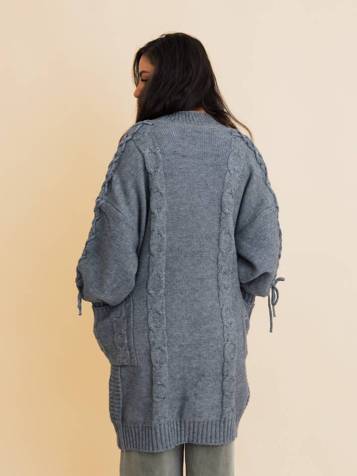 Leto Accessories - Wholesale Cardigan - Women's - Get Cozy Cable Knit Oversized Cardigan w/ Adjustable Sleeves