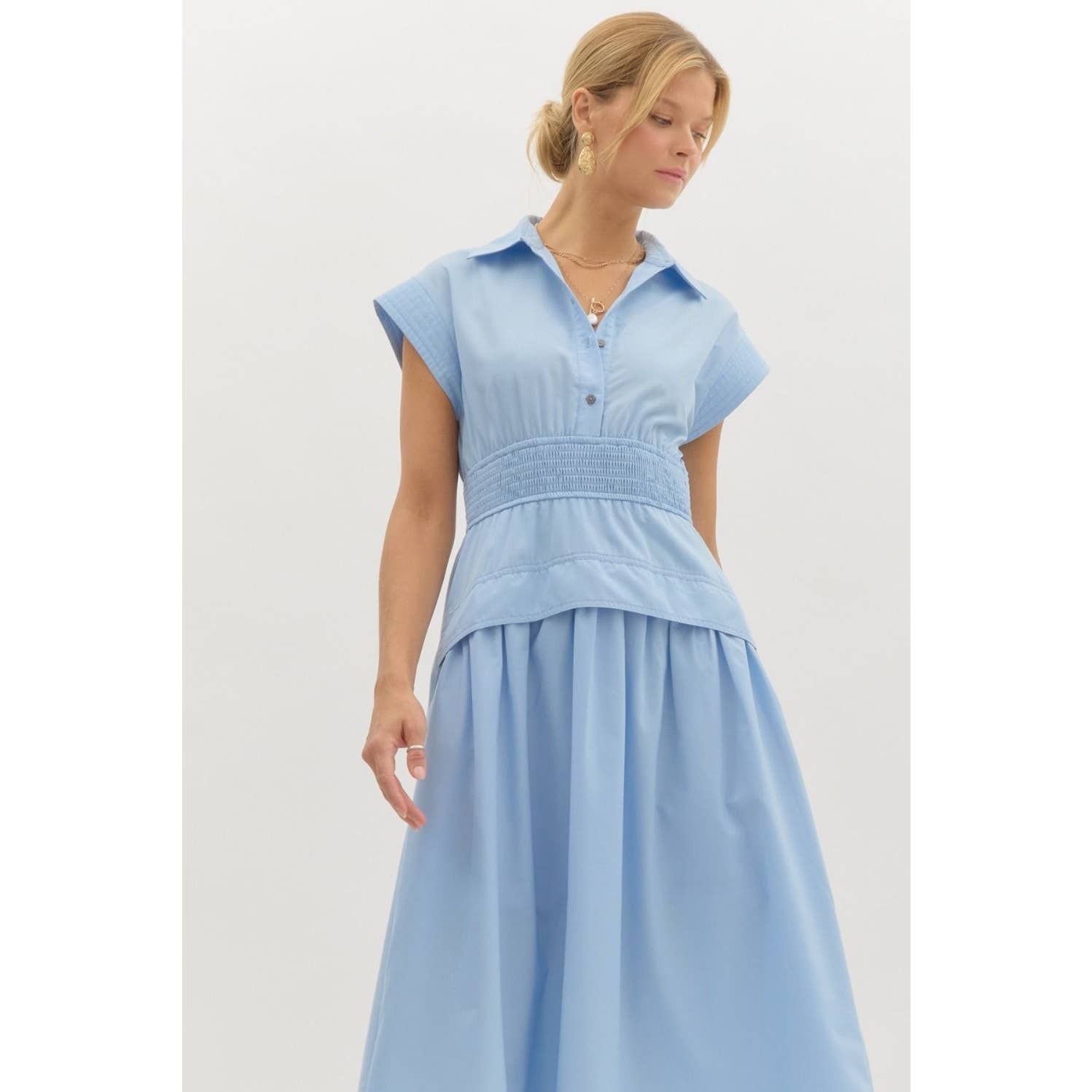 STYLE USA - Wholesale Dress - Women's - Solid cap sleeve midi dress4