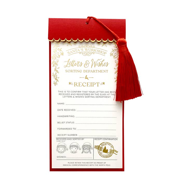 Letter To Santa Receipt Christmas Gift Tag for wholesale by Black Bow Studio