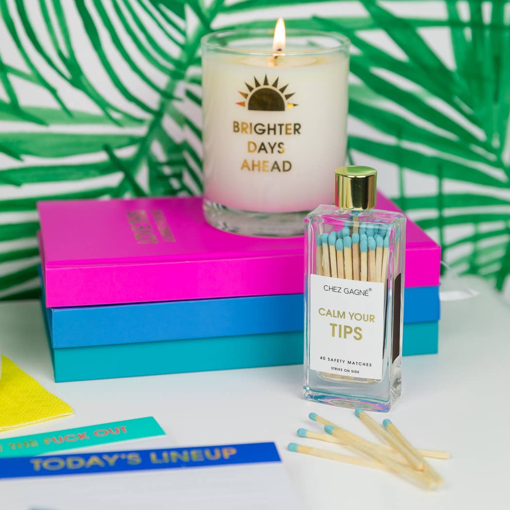 Chez Gagné – wholesale Matches – Calm Your Tips - Glass Bottle Safety Matches - Aqua6