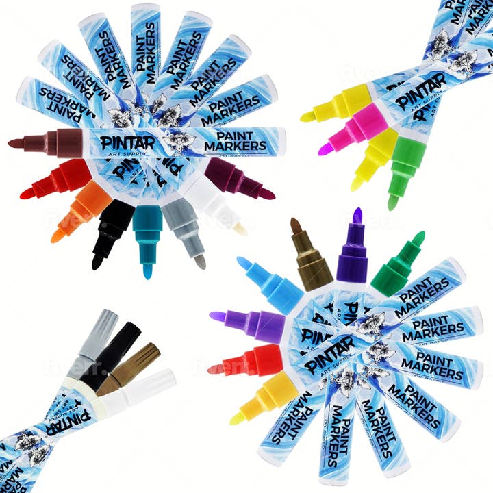 Pintar Art Supply - Wholesale Marker - Pintar Oil Based Paint Markers - 24 Pack with 20 (5 mm Tips)3