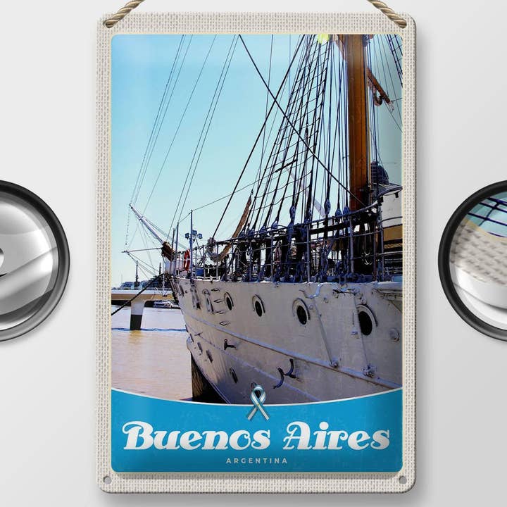 Femer – Großhandel Schilder – Blechschild Reise 20x30 cm Buenos Aires Argentinien Schiff Schild tin sign