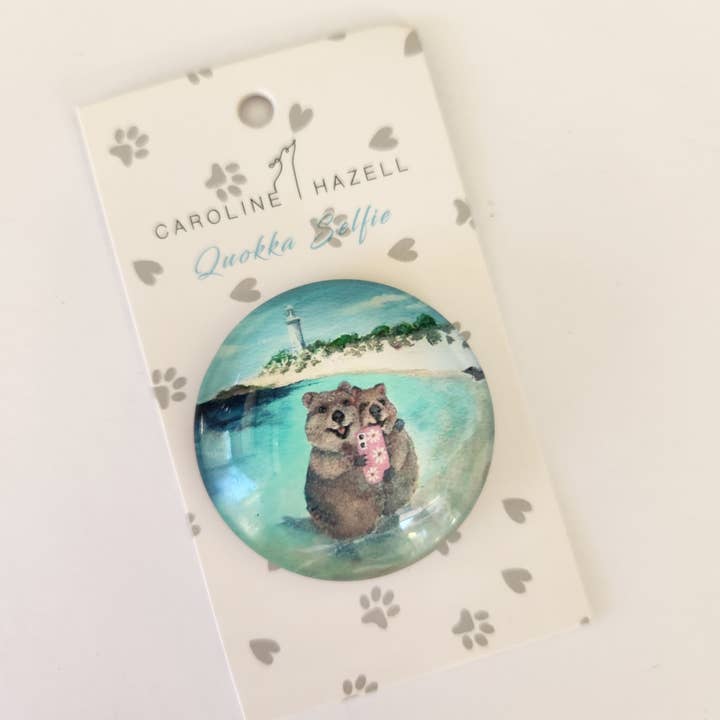 Aimant de réfrigérateur en cristal Quokka pour la vente par Caroline Hazell