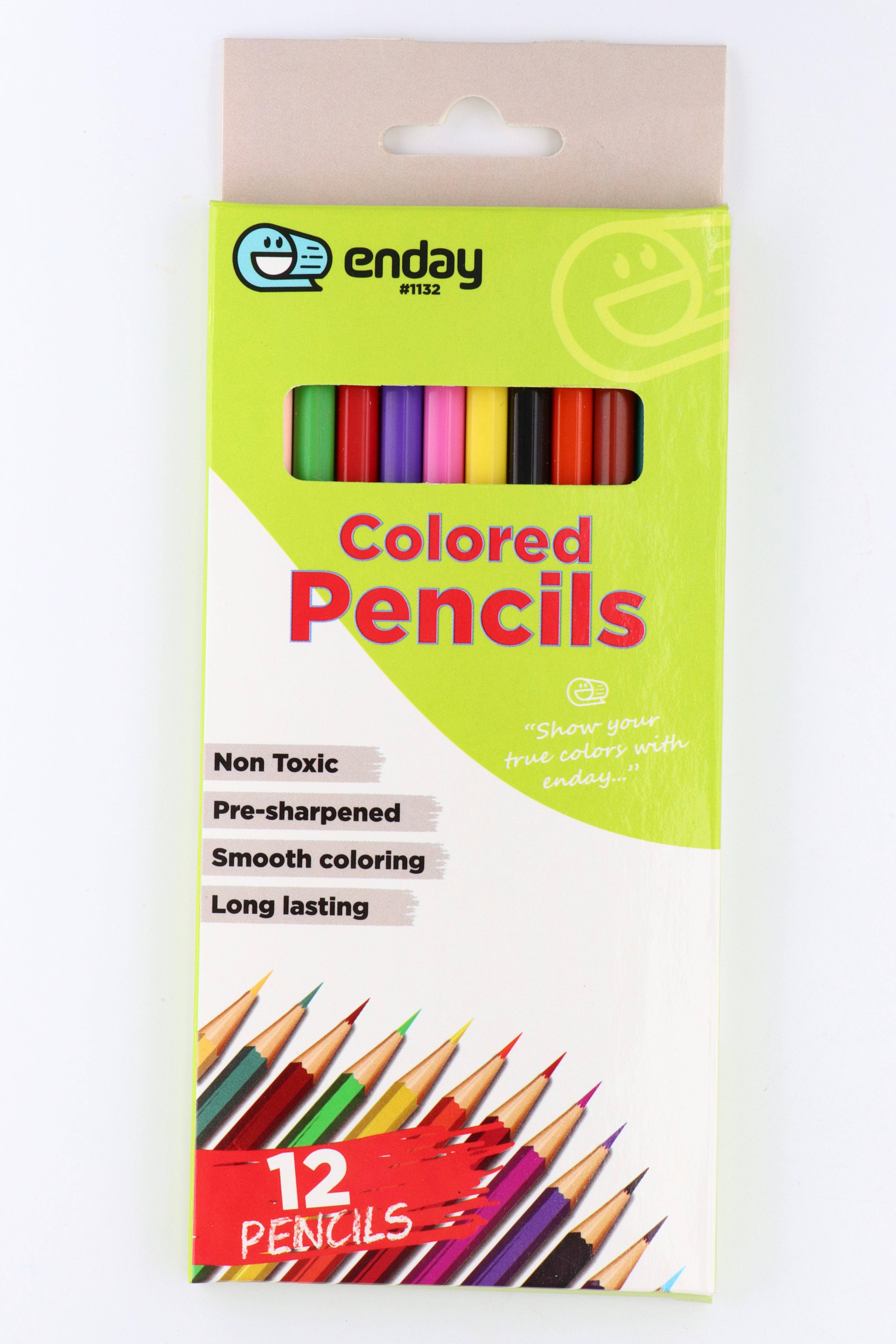 enday – Engroshandel Farvetblyant – enday 12 farveblyanter, forspidsede farveblyanter3