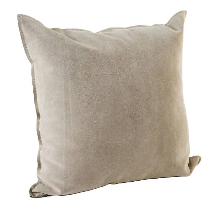 Pillow Leather Suede Cream 20"X 20" *Cover Only* for wholesale by Luzia Leather Home Collection