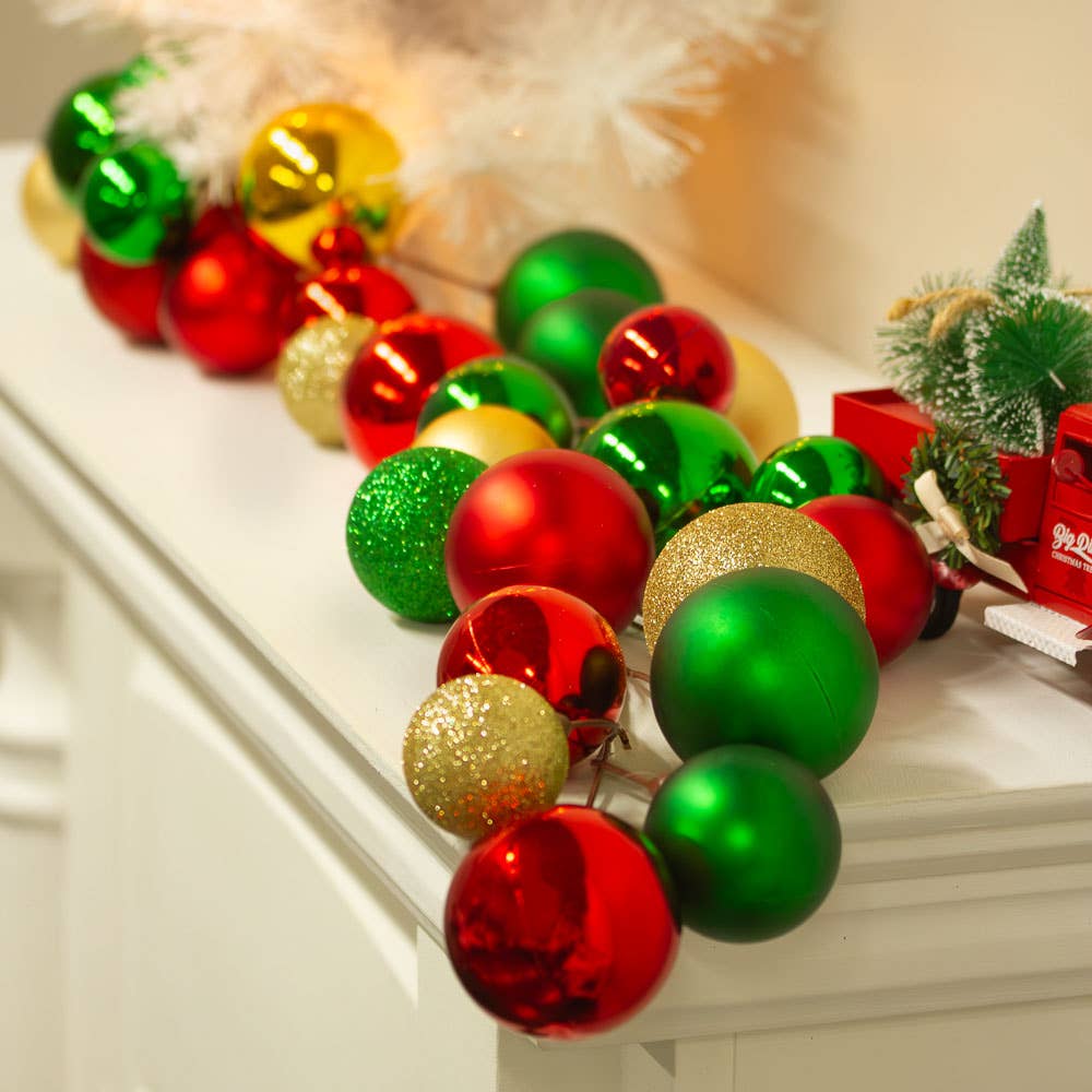 Factory Direct Craft - Vendita all'ingrosso Decorazione - Ghirlanda di palline rotonde natalizie scintillanti da 5'1