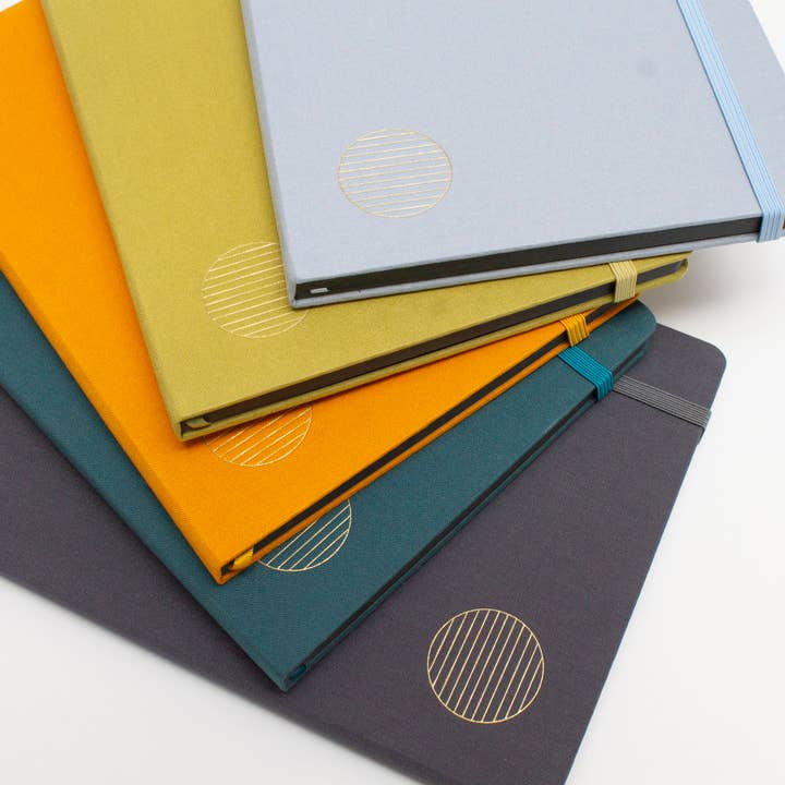 B5 Lined Journal - Black Page -Linen-Wrapped Hardcover for wholesale by Bobo Design Studio