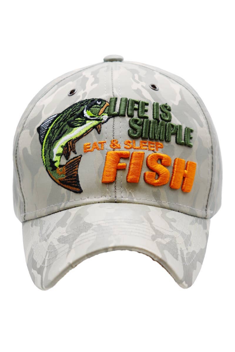 Cap Zone - Wholesale Baseball Cap - Unisex - Life Is Simple Fish Camouflage Baseball Cap6