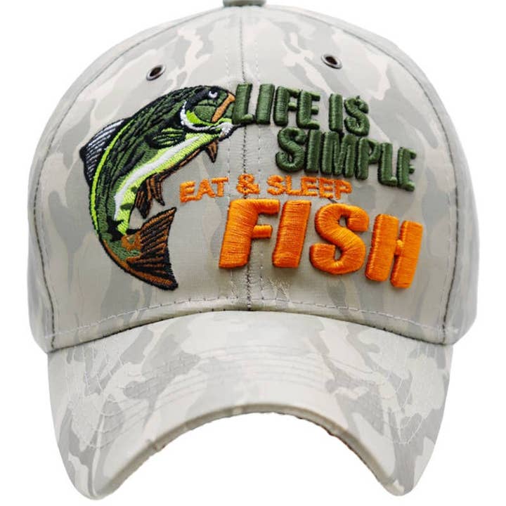 Cap Zone - Wholesale Baseball Cap - Unisex - Life Is Simple Fish Camouflage Baseball Cap6