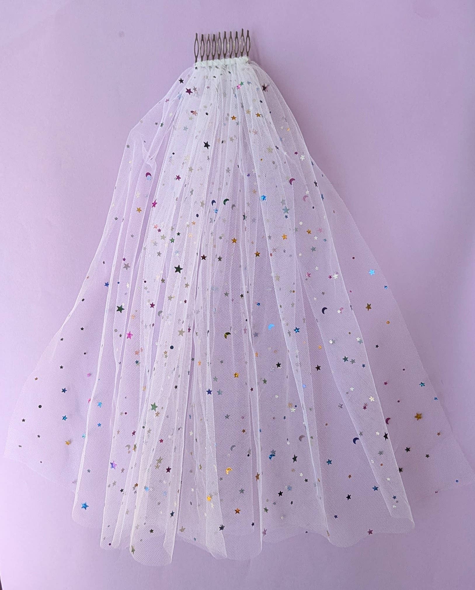 FashionMeme LLC - Vente Voile – femme - Mini voile de bachelorette multicolore confettis papillons étoiles7
