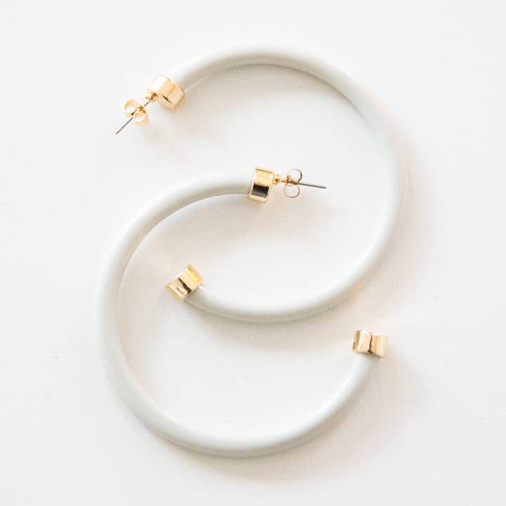 Lightweight Large Hoop Earrings - Bone for wholesale by Hoo Hoops
