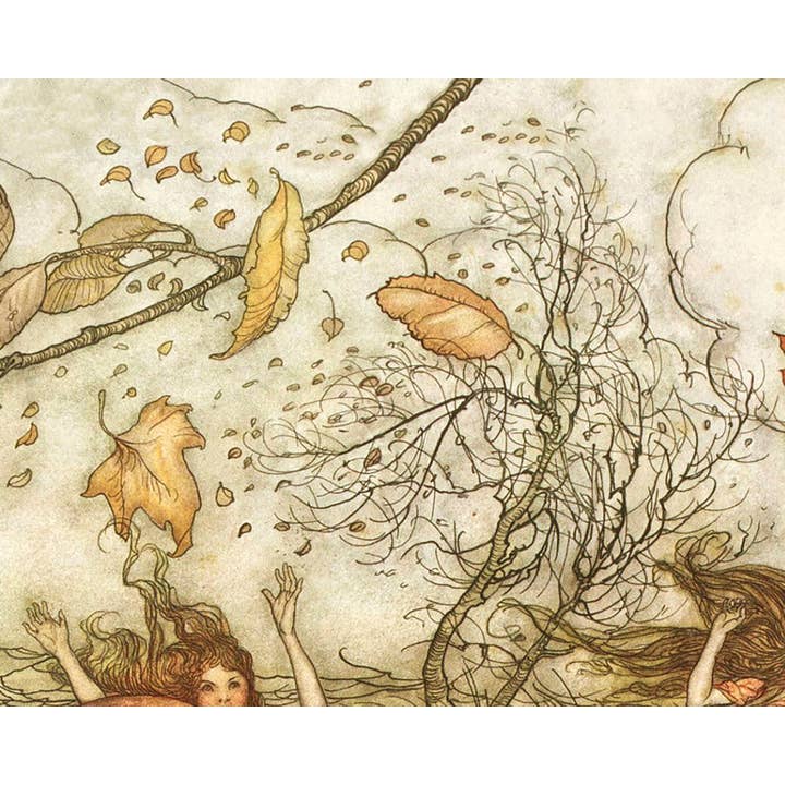 Rock Paper Scissors Wall Art - Wholesale Art Print - Fall fairies art print | Arthur Rackham illustration | Vintage woodland wall art | Fairytale painting | Peter Pan | Autumn wall art4