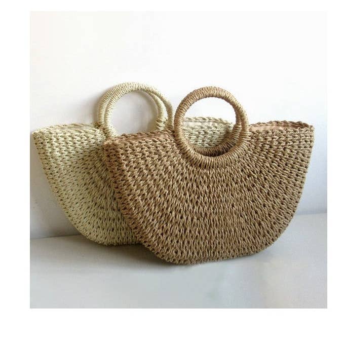 Bolsa de tecido de palha casual com alça redonda por atacado de ShieldChic