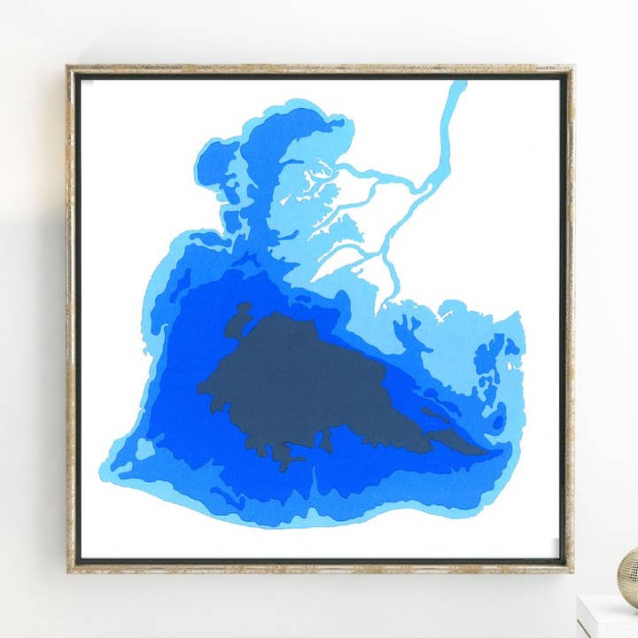 Bathymetrische kaart van Lake St Clair op papier voor wholesale door Cardtography