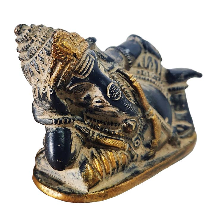 Yak & Yeti – wholesale Sculpture – Brass Resting Ganesh Statue Black Sand Finish