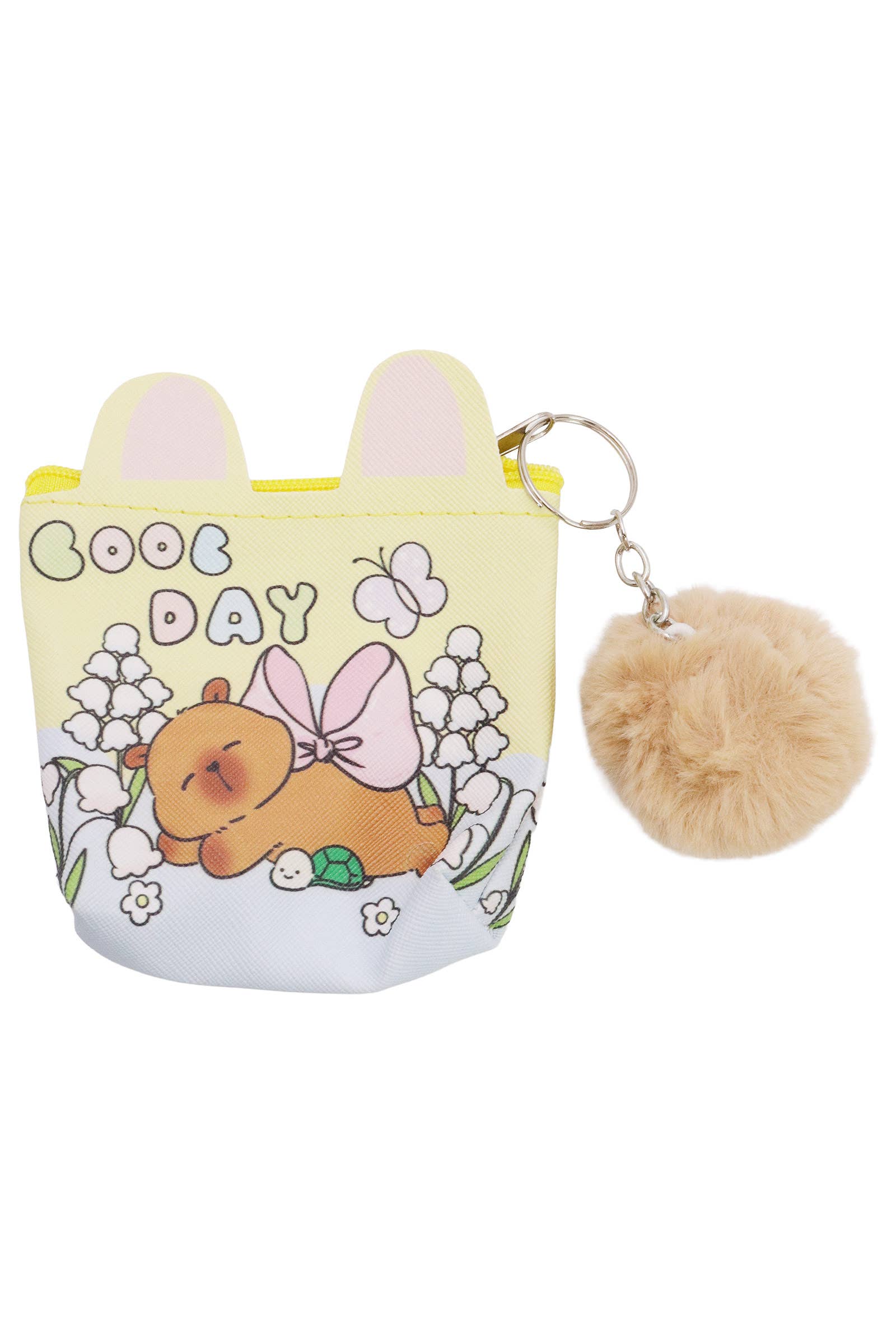 ASSORTED Capybara Pom Pom Vegan Leather Coin Purse Bag for wholesale on Faire7