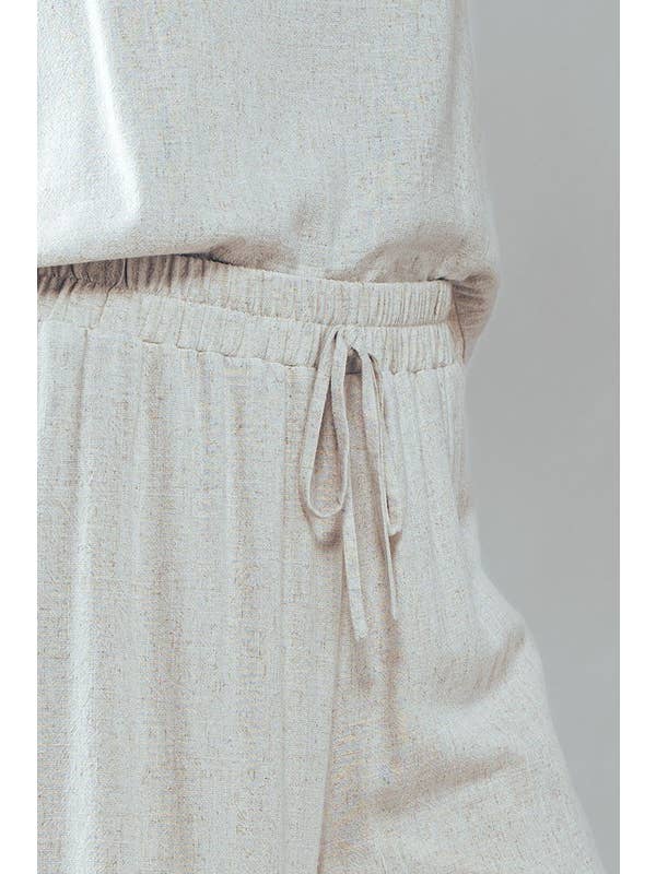 Urban Daizy - Wholesale Pants - Women's - Linen Blend Wide Leg Drawstring Palazzo Pants