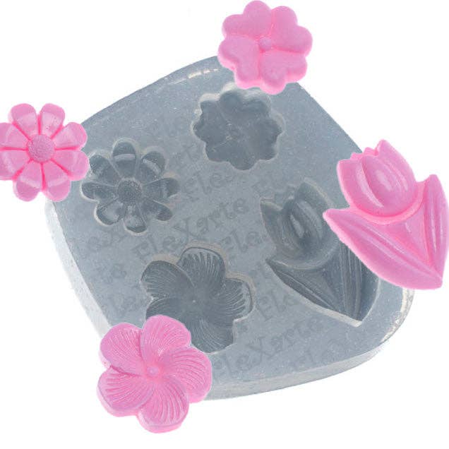 Assorted Mini Flowers Silicone Mold Spring Mold for Cake Cupcake Decorating Fondant Baking Chocolate Candy Mould DIY for wholesale by Flexarte USA