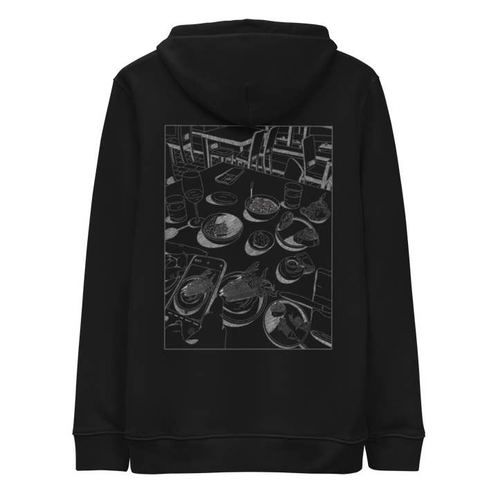 Chandail à capuchon unisexe Karleth Dinner - Noir pour la vente par Bønita Clothing