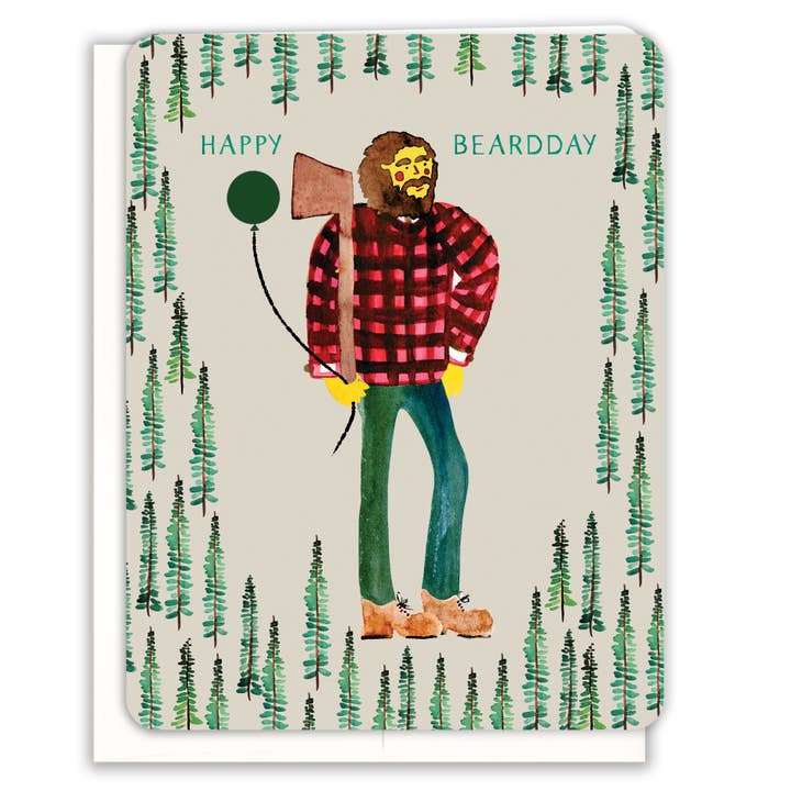 Paper Loop | Hand-Painted Greeting Cards - Wholesale Birthday Card - Happy Beardday Hipster Birthday Card