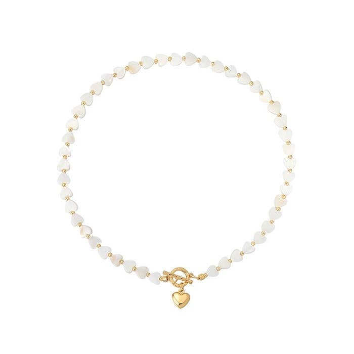 LanLivia - Wholesale Beaded/Pearl Necklace - Mother of Pearl Heart Beads Necklace with OT Buckle7