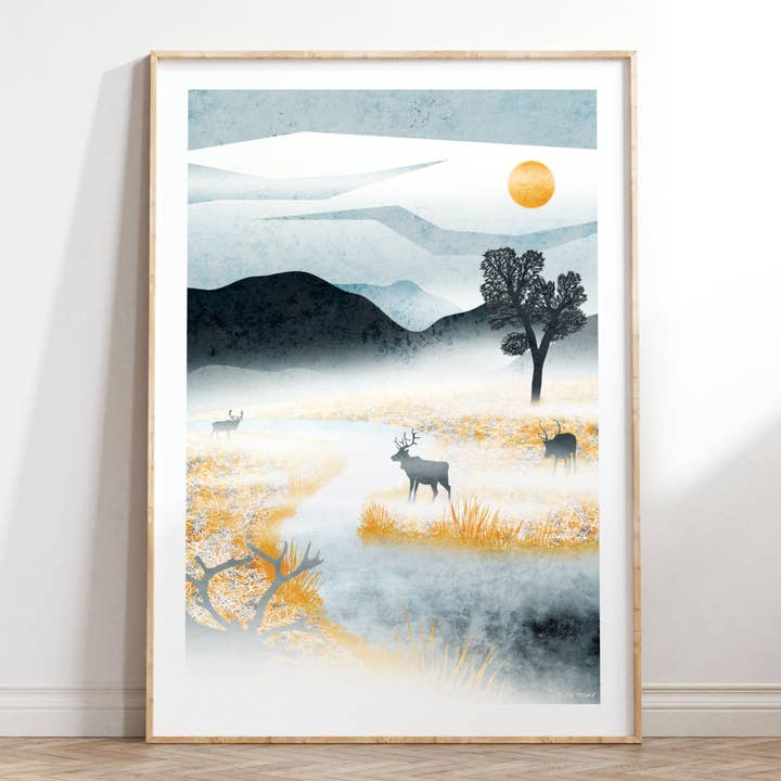Roam Free Art Print: (A4, A3) Golden Forest Collection for wholesale by Ruth Thorp Studio