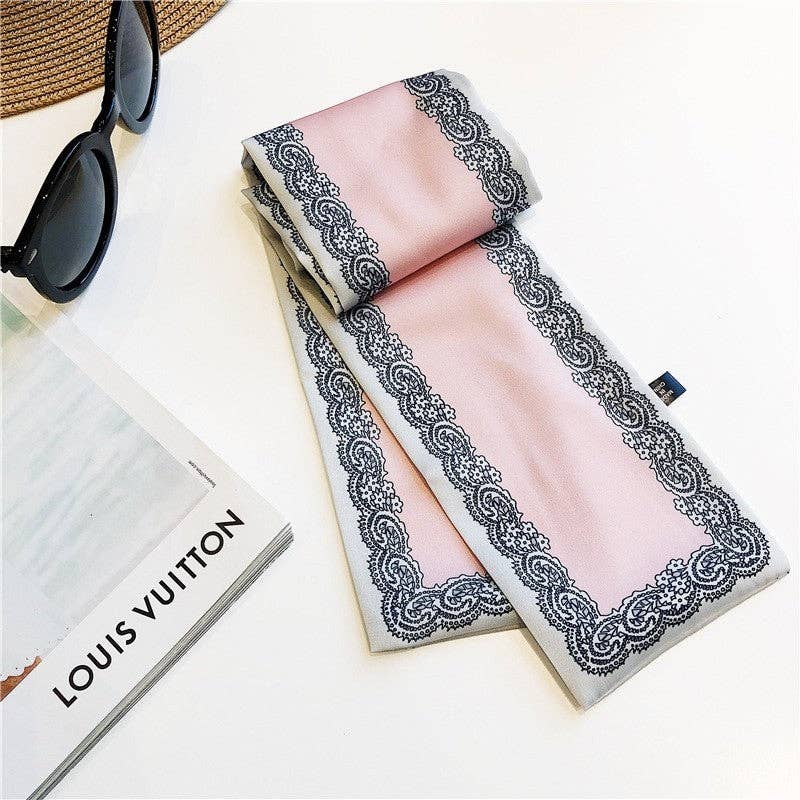 Mirazshoes WholeSale - Wholesale Scarf - Women's - Contrast Print Long Narrow Scarf1