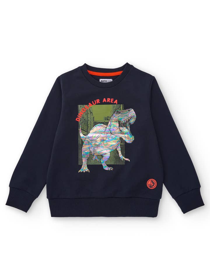 Kindertrui in marineblauw met dinosaurusprint voor wholesale door tuc tuc