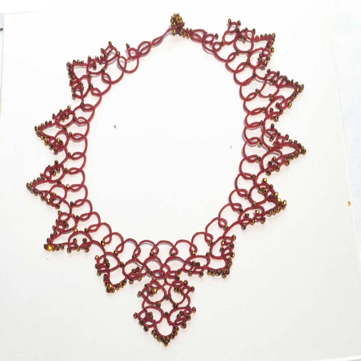 Silk Wool and Bijoux - Vente Colliers plastrons - Collier crocheté de soie « Mountain Ridge »