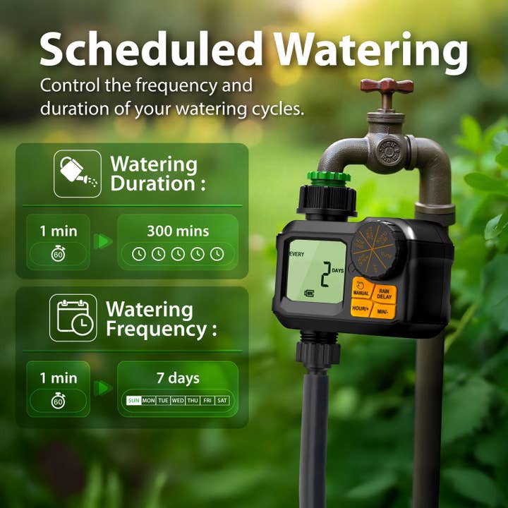 Fosmon - Wholesale Garden tool - Digital Water Timer with 1min-7Days Frequency & Rain Delay2