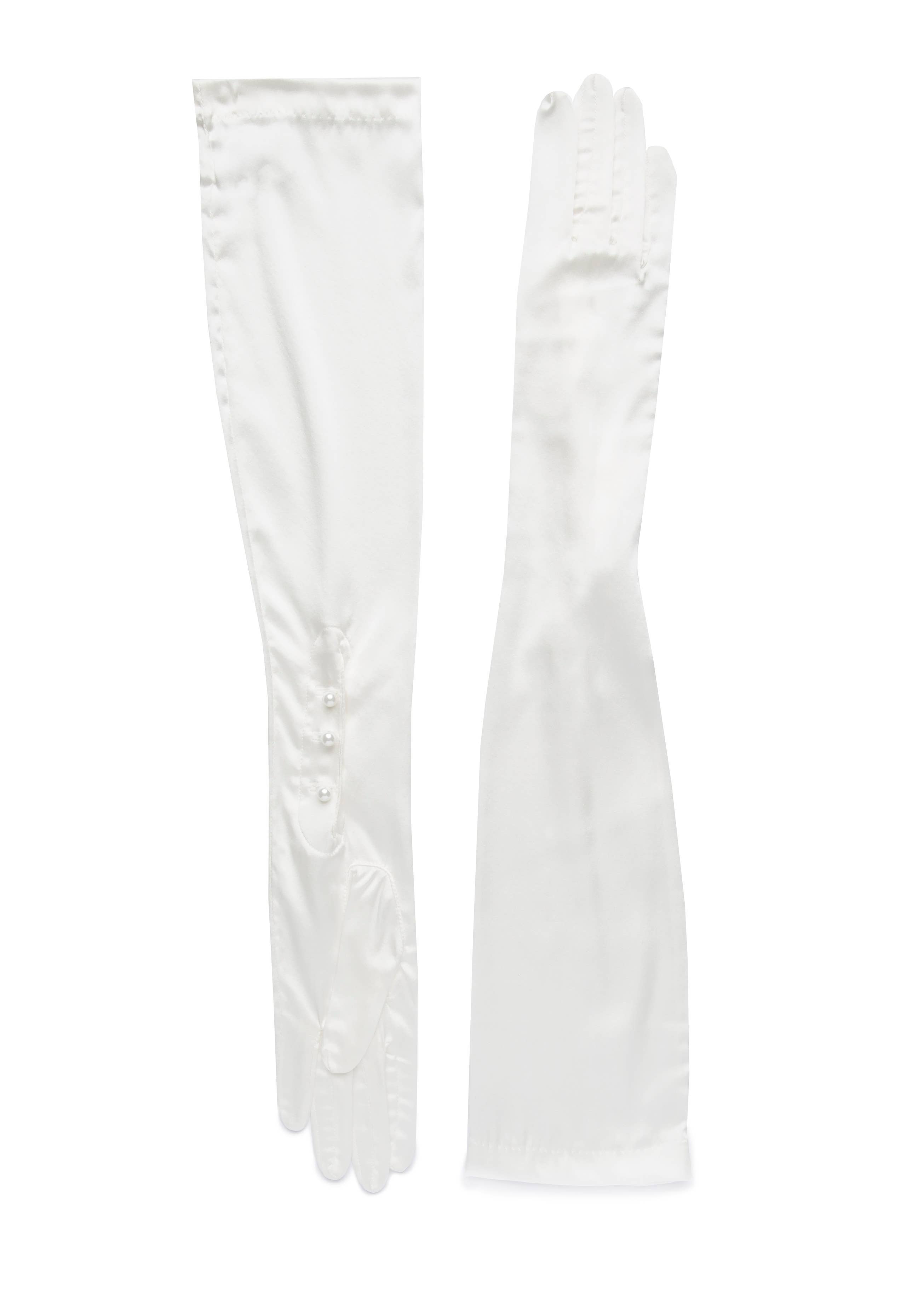 AMATO NEWYORK                          Carolina Amato – Großhandel Handschuhe – Damen – (130) Formeller Seidenhandschuh in Opernlänge mit 3 BTN Mousquetaire 3