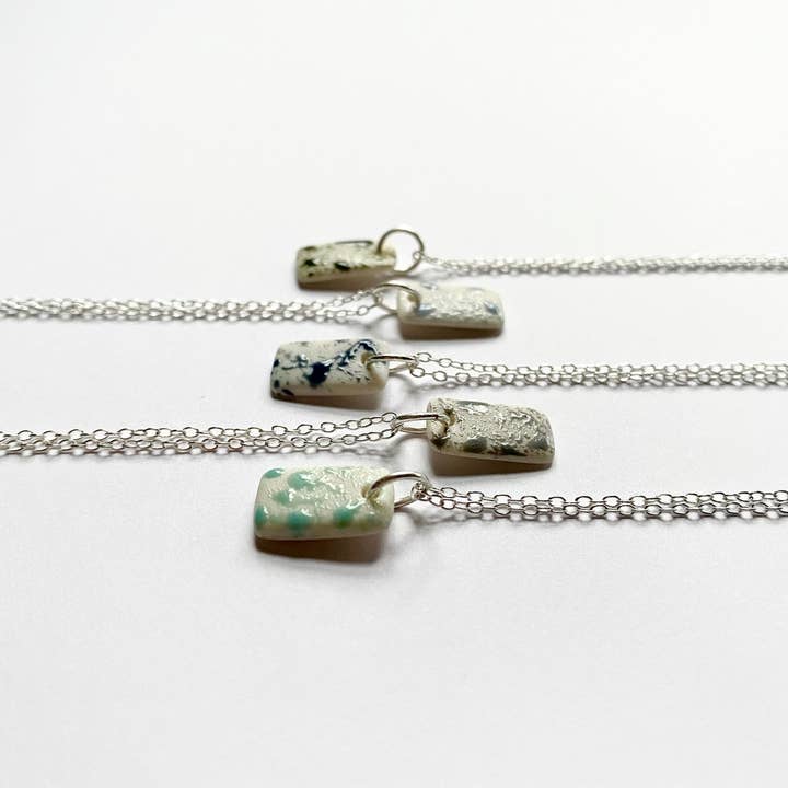 Rectangle Splatter Glaze Pendant Necklace - Medium for wholesale by Keramika MCR