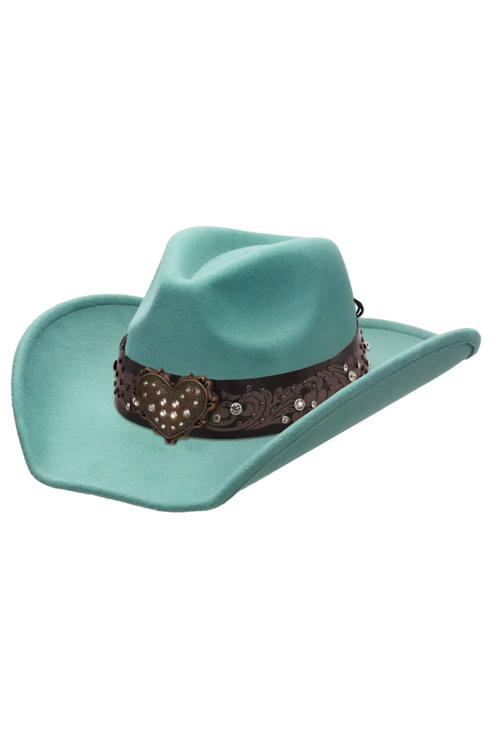 Cap Zone - Venta al por mayor Sombrero cowboy - Unisex - Sombrero vaquero de fieltro con cinturón de strass en forma de corazón25
