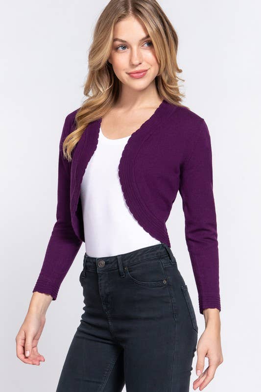 Vanilla Monkey - Vente Cardigan – femme - Pull long en soie avec finition festonnée - Boléro1