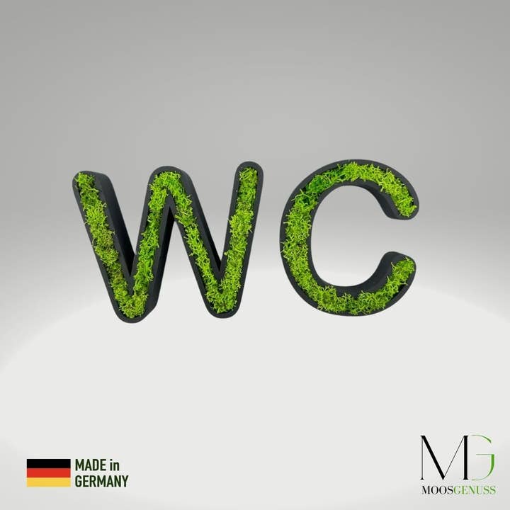 WC-Schild aus konservierten Moos für den Großhandel von Moosgenuss
