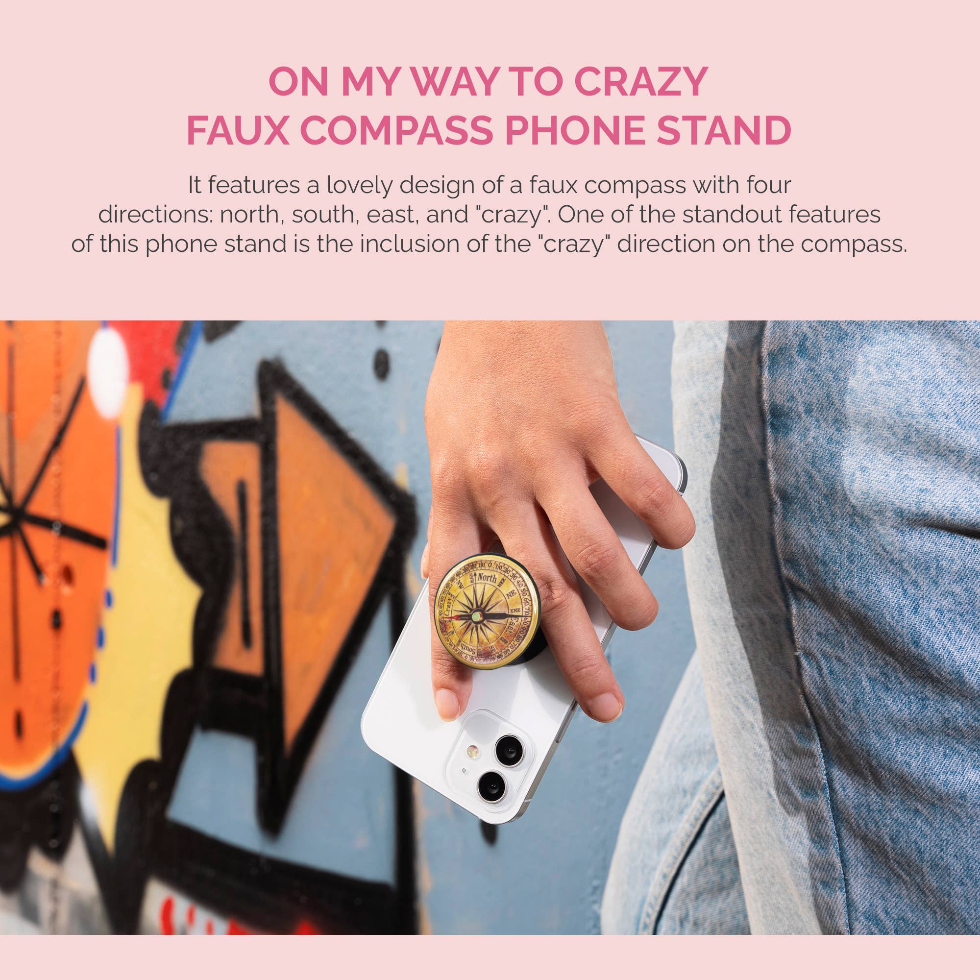 NoMonet - Wholesale Phone/Tablet Stand - On My Way to Crazy - Faux Compass Adjustable Phone Stand6