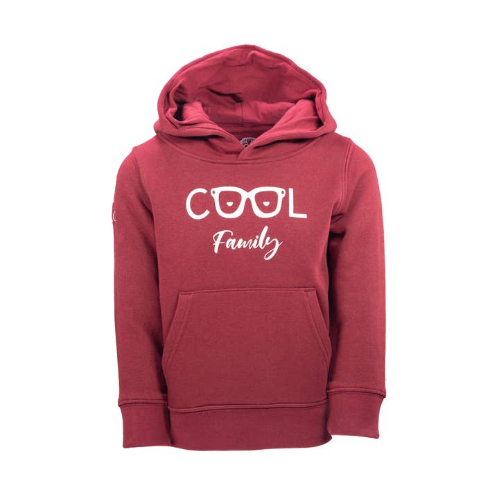 Moletom com capuz feminino “Cool Family” vermelho bordô premium por atacado de BONAGI