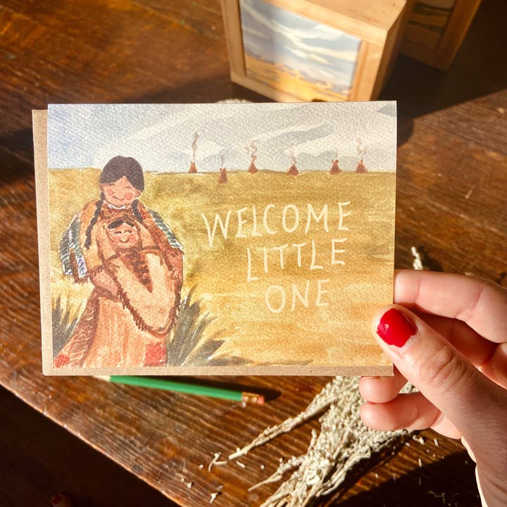 Little Salt Wagon - Vente Cartes bébé - Bienvenue Petit(e) Autochtone Carte de Vœux Bébé Amérindien(ne)3