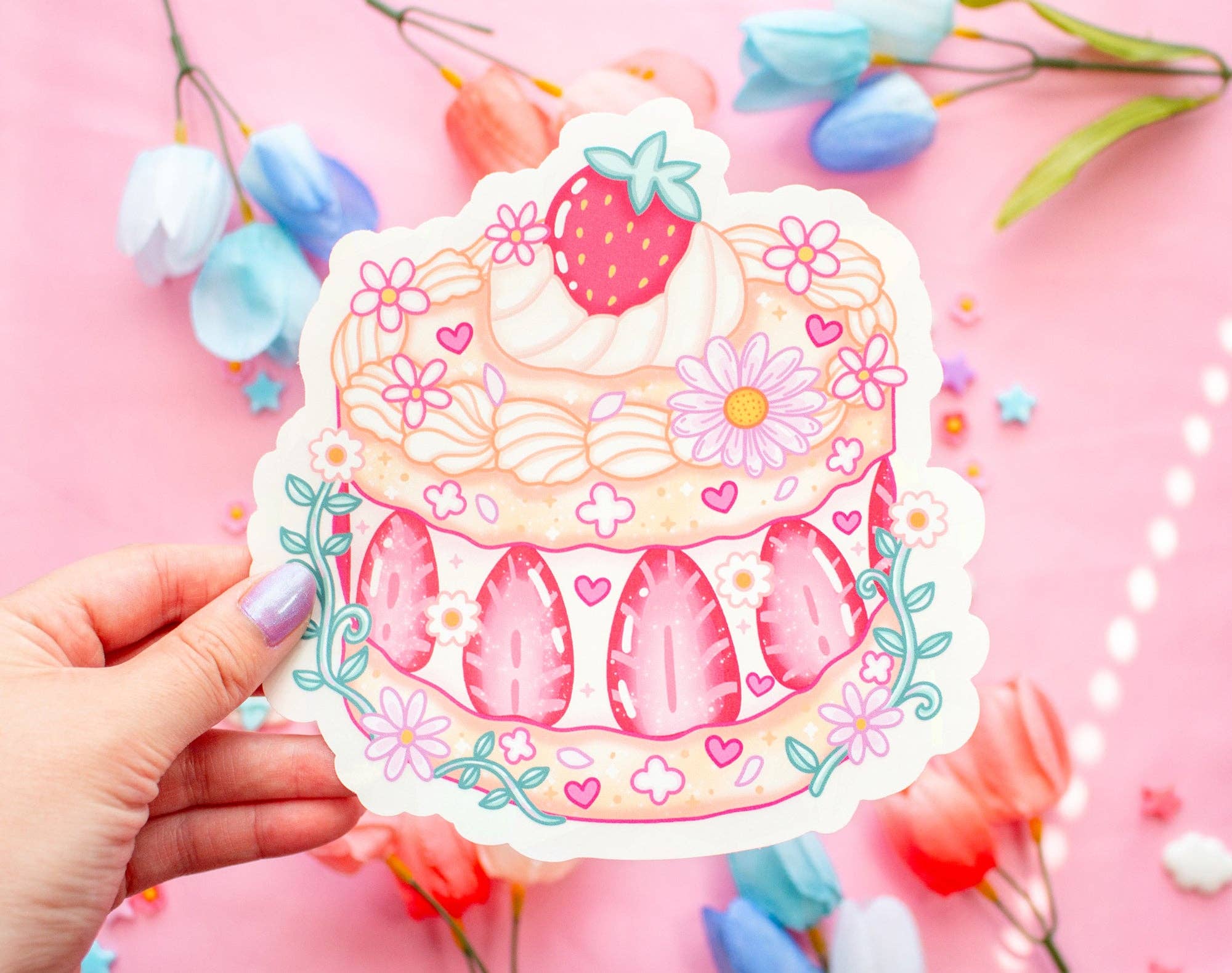 Unicorn Eclipse - Wholesale Suncatcher - Strawberry Cake Suncatcher Sticker2