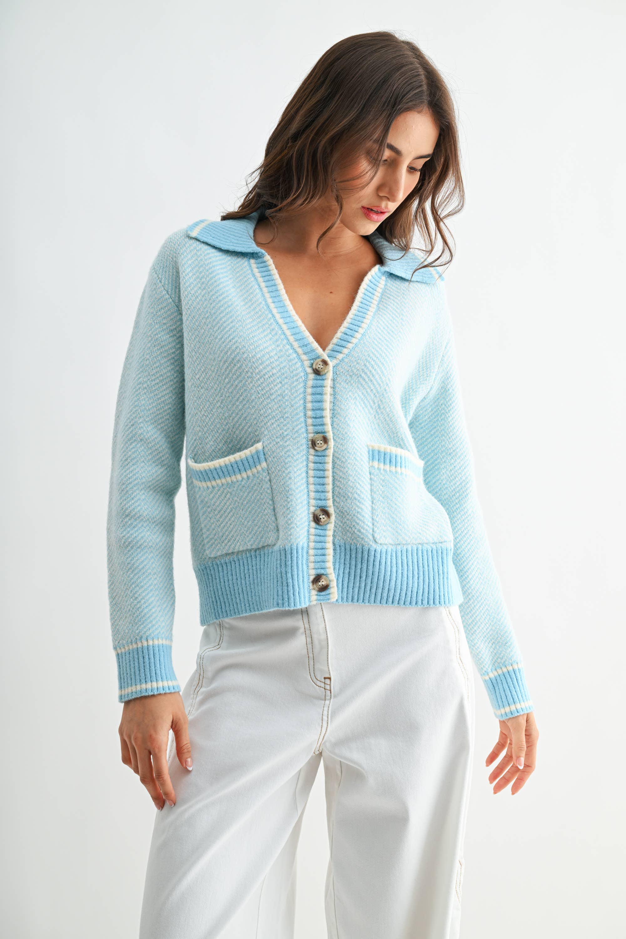 Camellia - Wholesale Knit Sweater - Women's - CW10236E HERRINGBONE KNIT CARDIGAN25